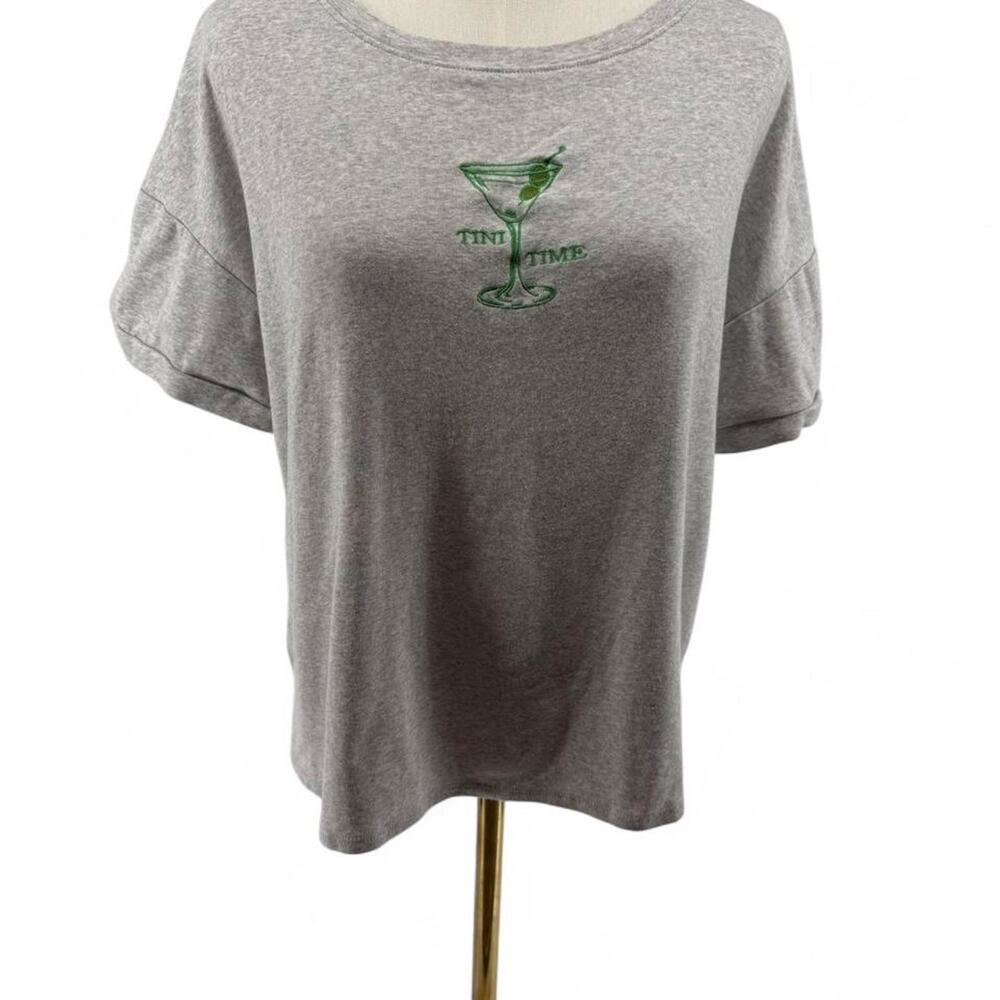 Martini Girl Aesthetic Tini Time Embroidered Tshirt Happy Hour Core Euro Summer